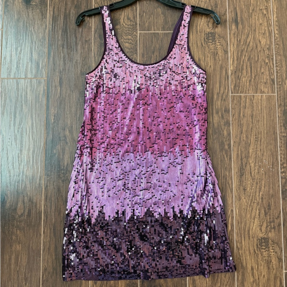 Express Pink and Purple Sequin Dress